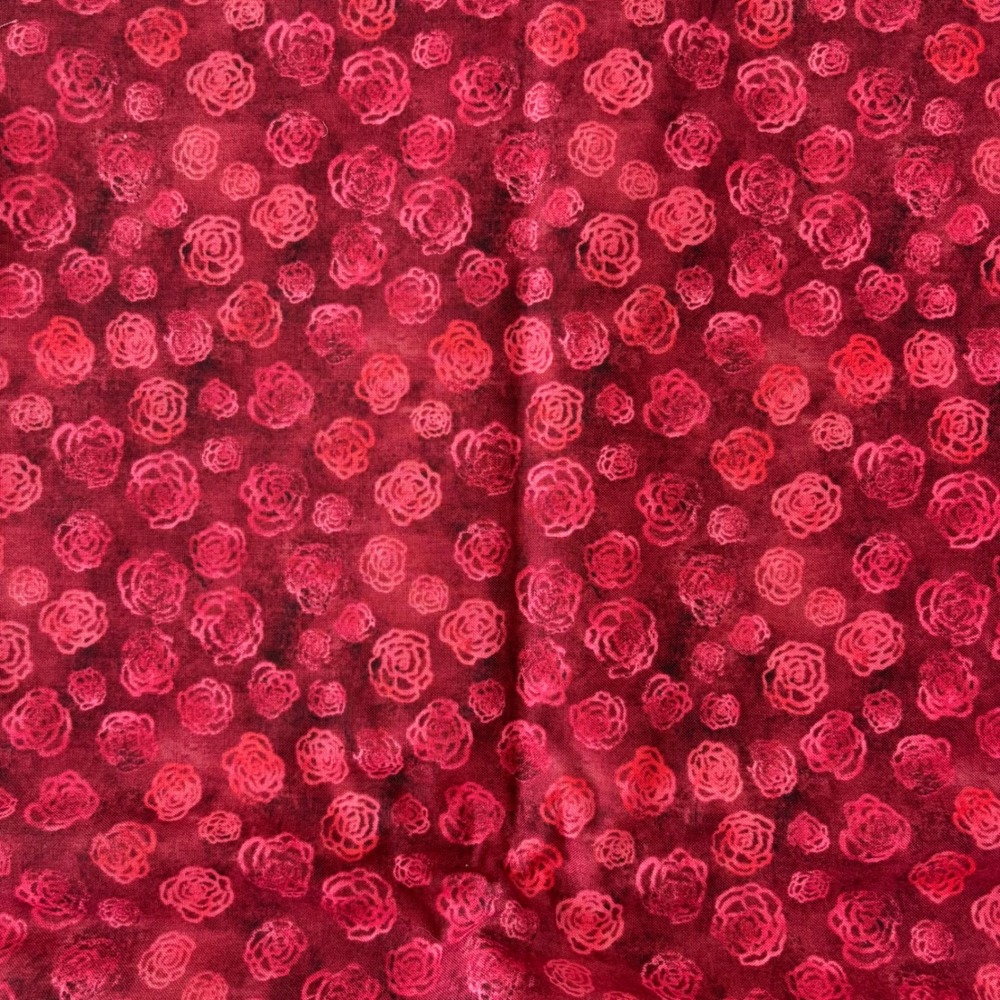 Springs Creative Fabric Sacre Coeur Roses Red Floral Print